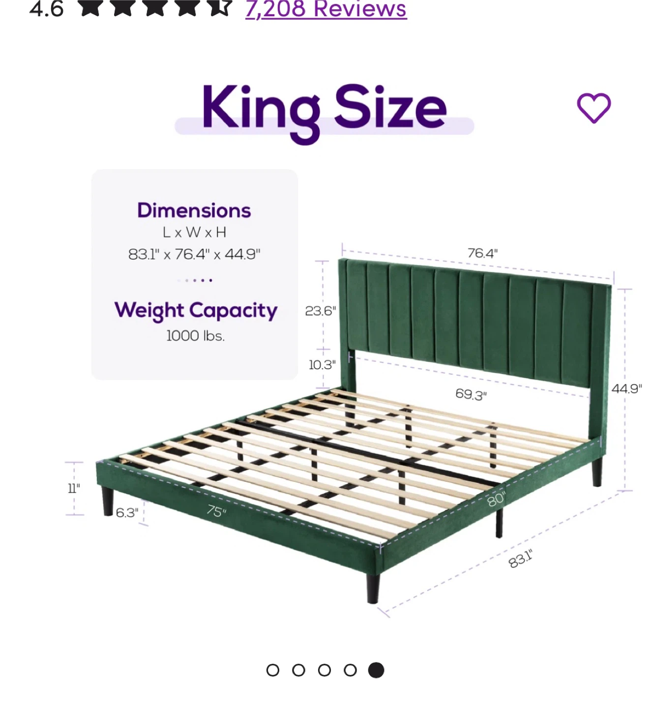 Green King Bed Frame - photo 2