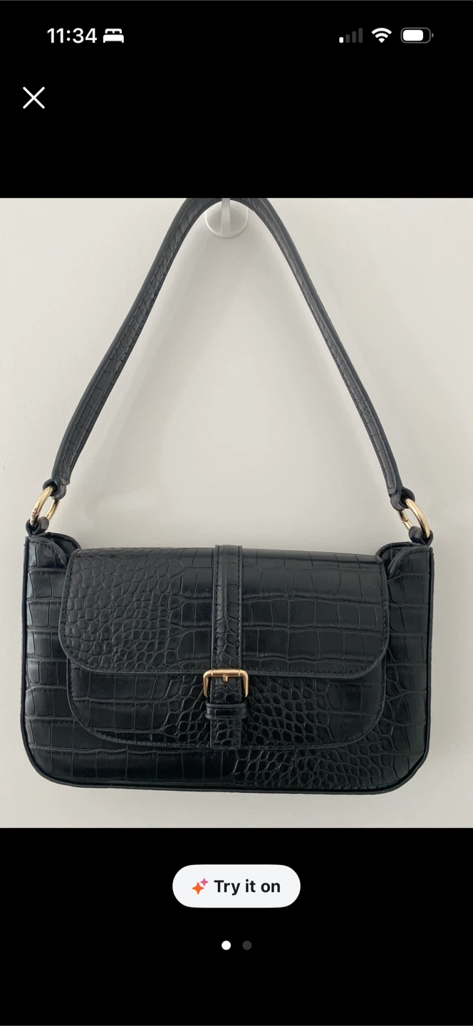 Black Croc Shoulder Bag