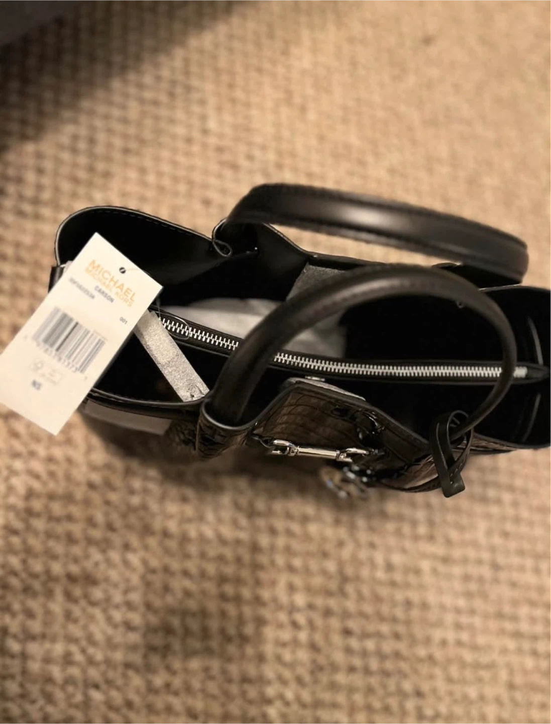Michael Kors Carson Black Croc Embossed Satchel - photo 2