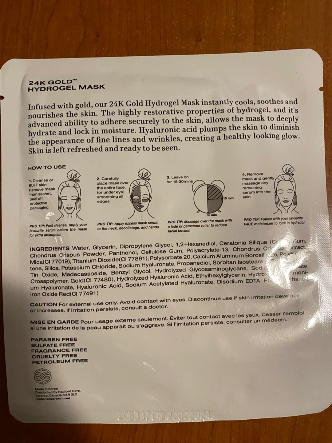 Radford 24K Gold Hydrogel Mask - New! - photo 2