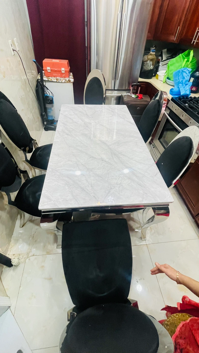 Set of 6 Black Velvet & Chrome Dining Chairs - photo 4