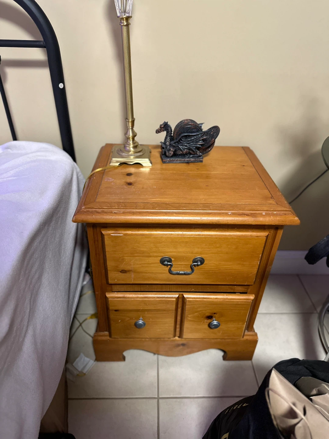 Wooden Nightstand with Drawers
