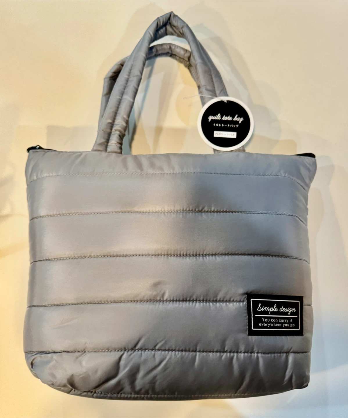 Puff Tote Bag_Super Light & Waterproof Design_Gray_NWT