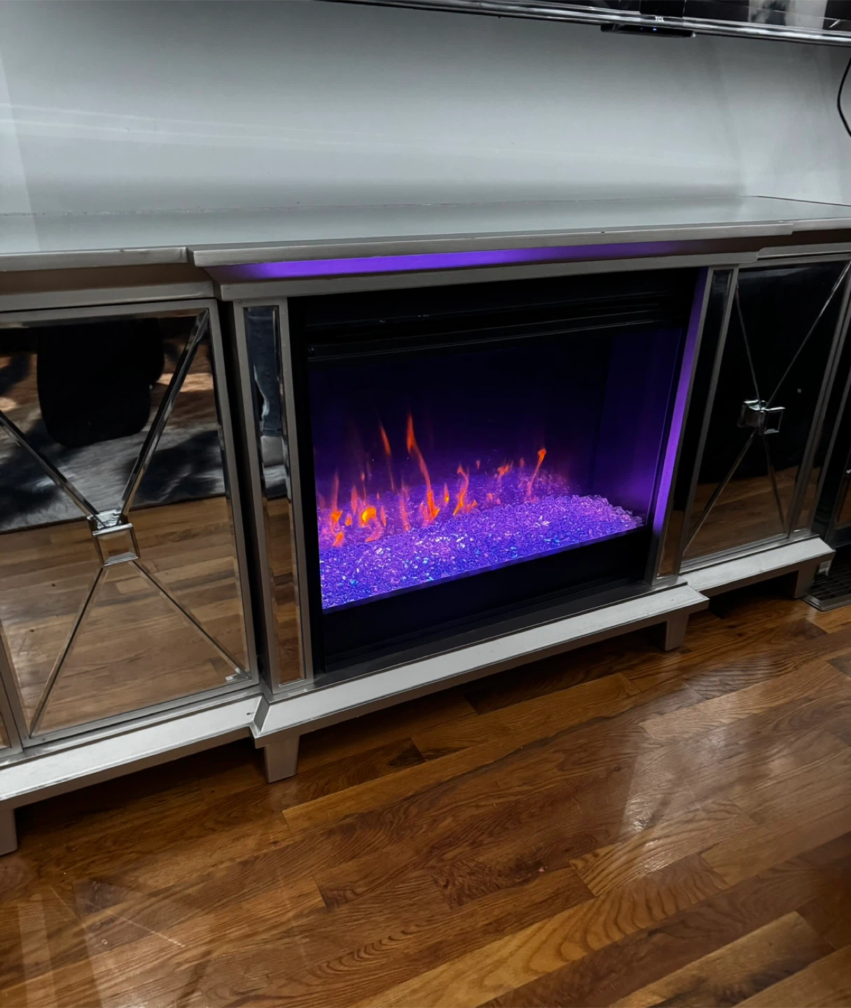 Mirrored  TV Stand w/ Heated Fireplace - 58 inch - photo 3