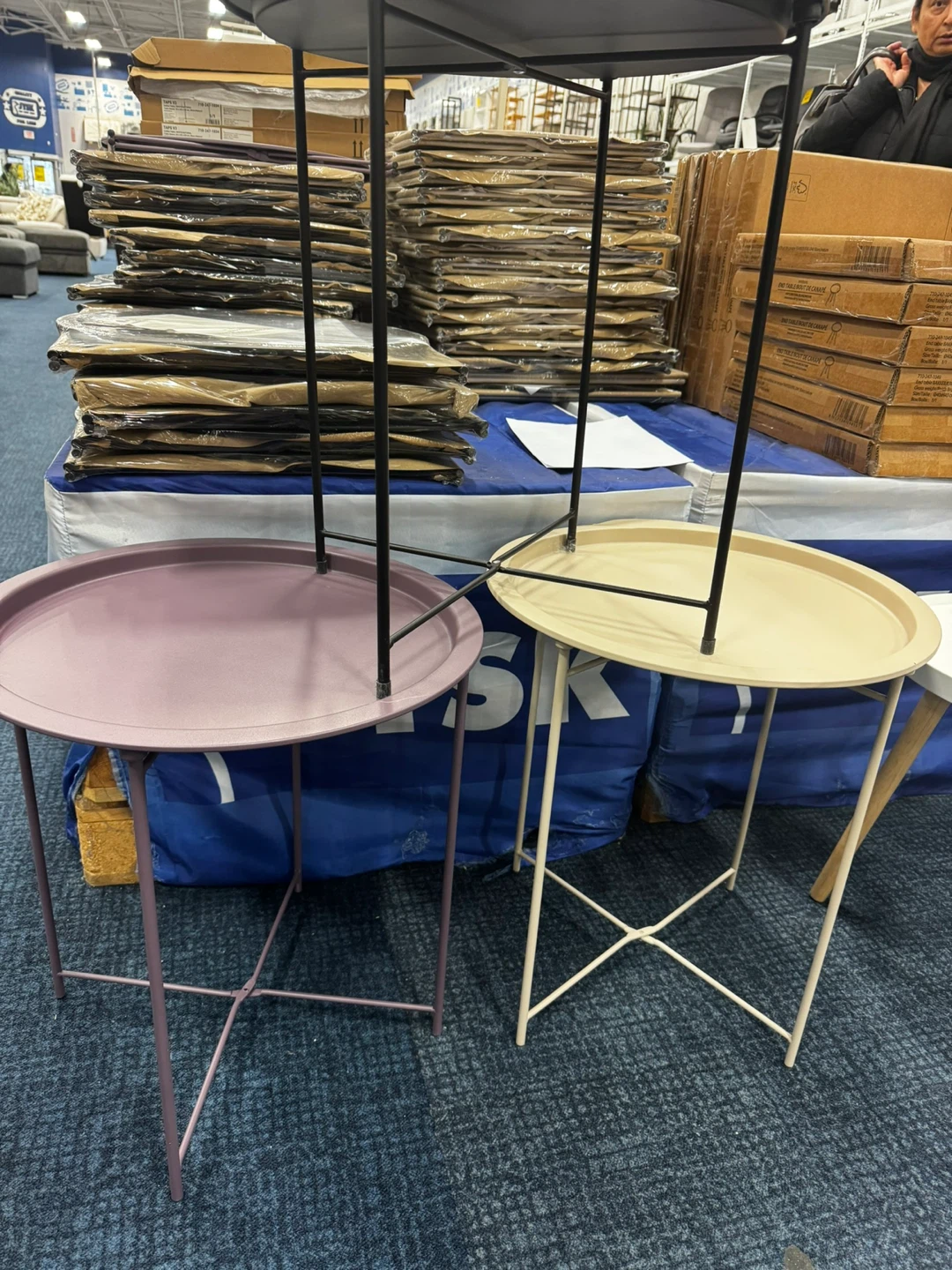 Round Tray Side Table - beige