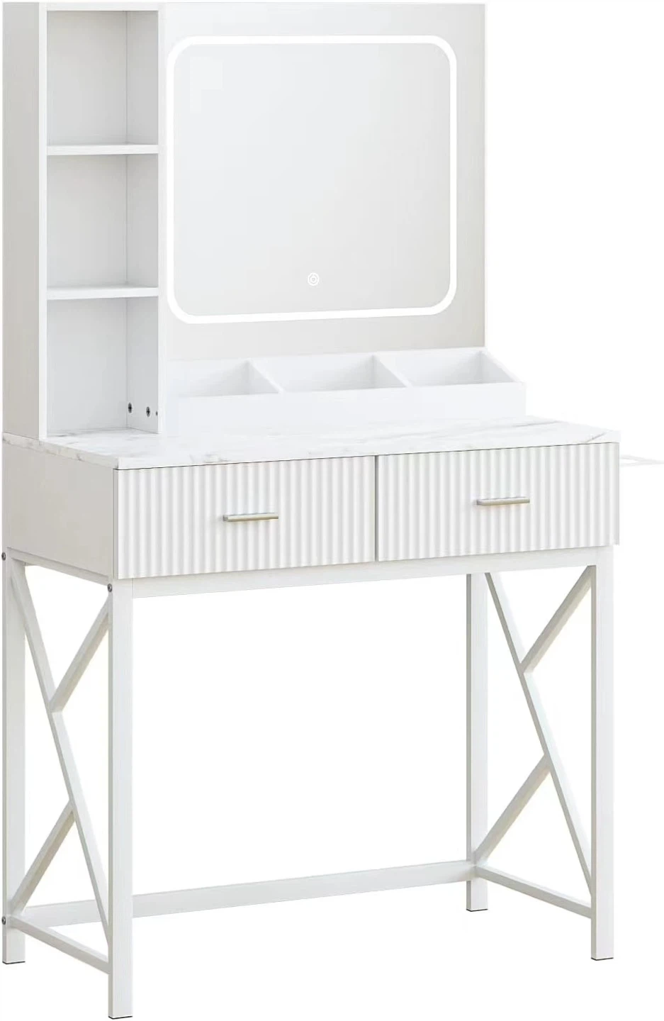 White Vanity Makeup Table with Lighted Mirror - photo 5