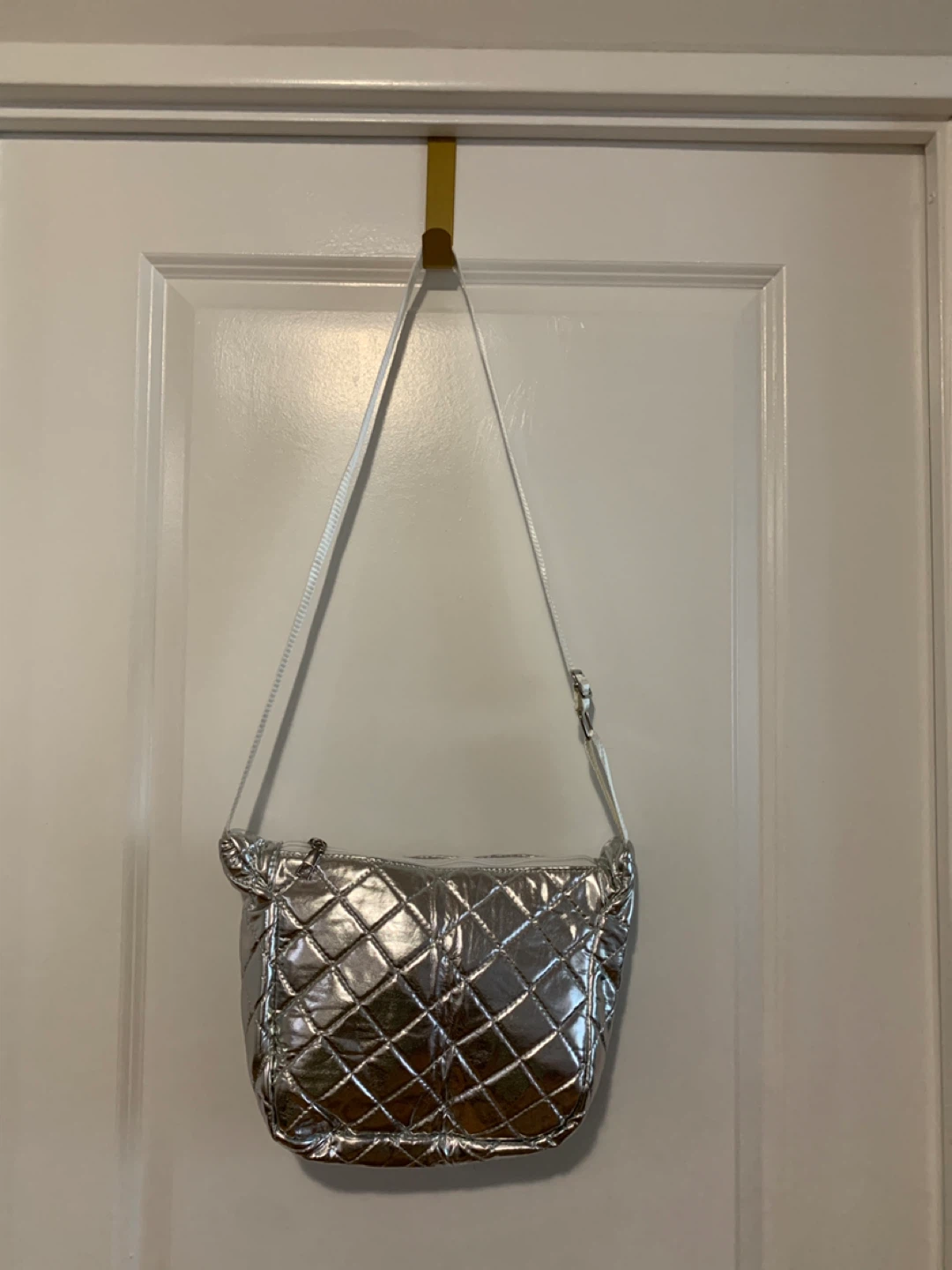 Silver Quilted Shoulder Bag