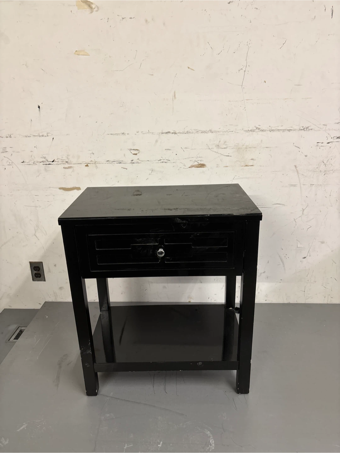 Black Nightstand with Drawer - 58x37 cm - photo 2