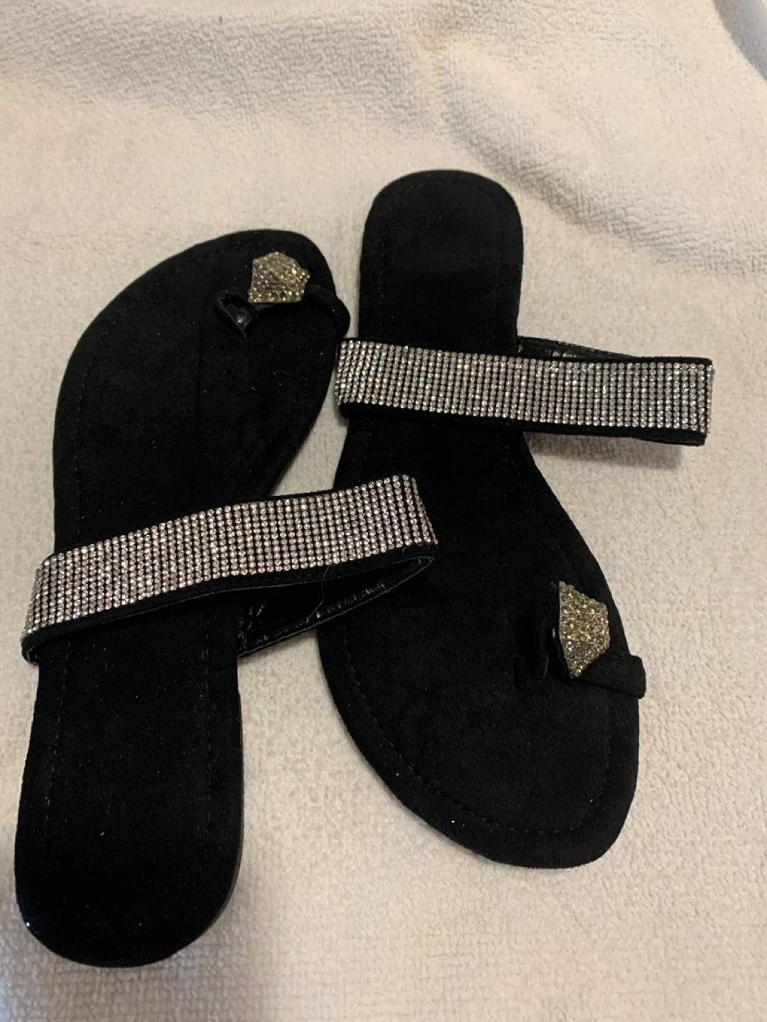 Black Rhinestone Flip Flops