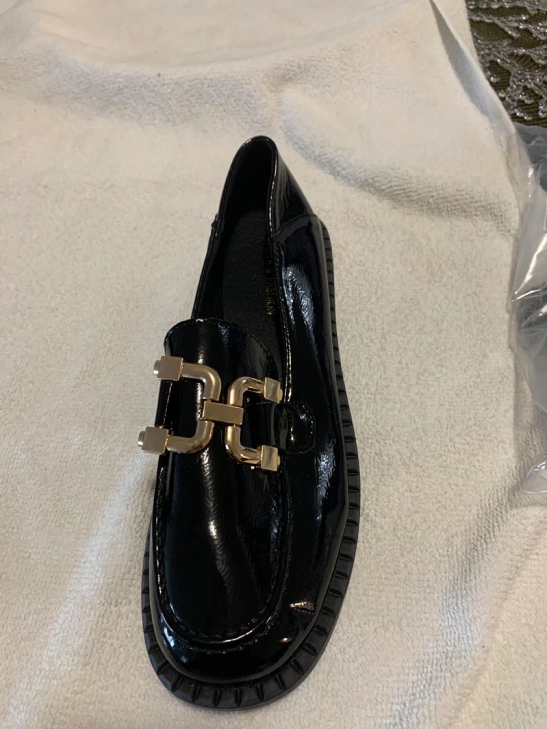 Black Loafers with Gold Hardware