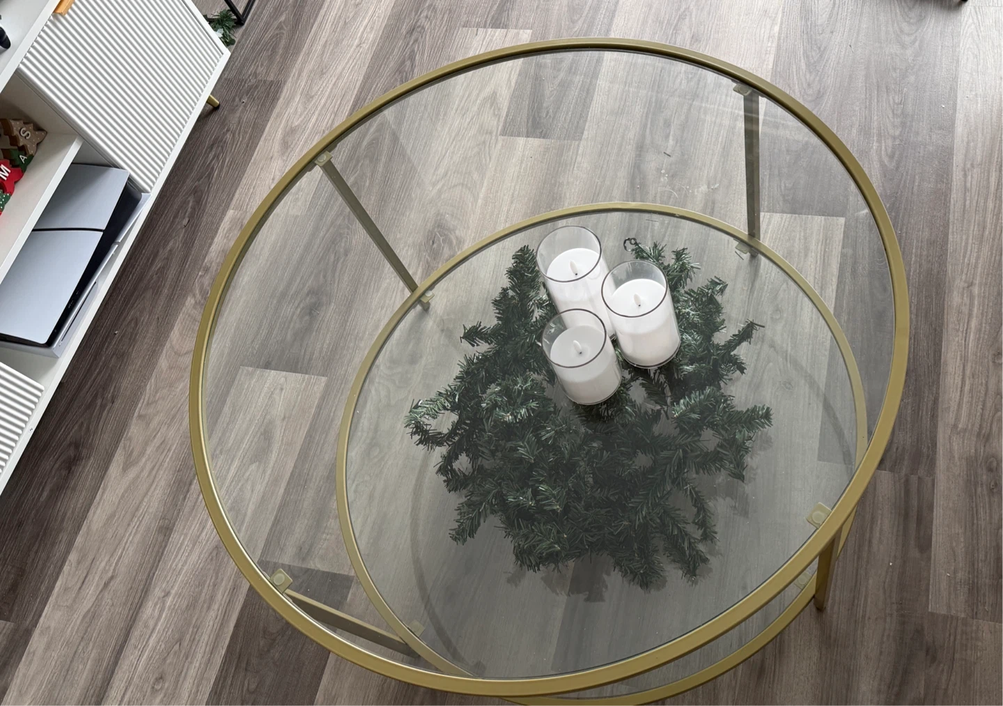 Round Glass Coffee Table - Gold Frame - photo 4