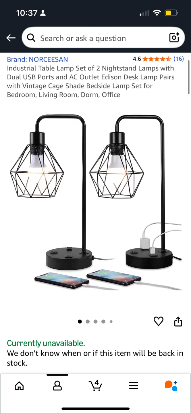 NORCEESAN Industrial Table Lamp Set - Bedside Lamps