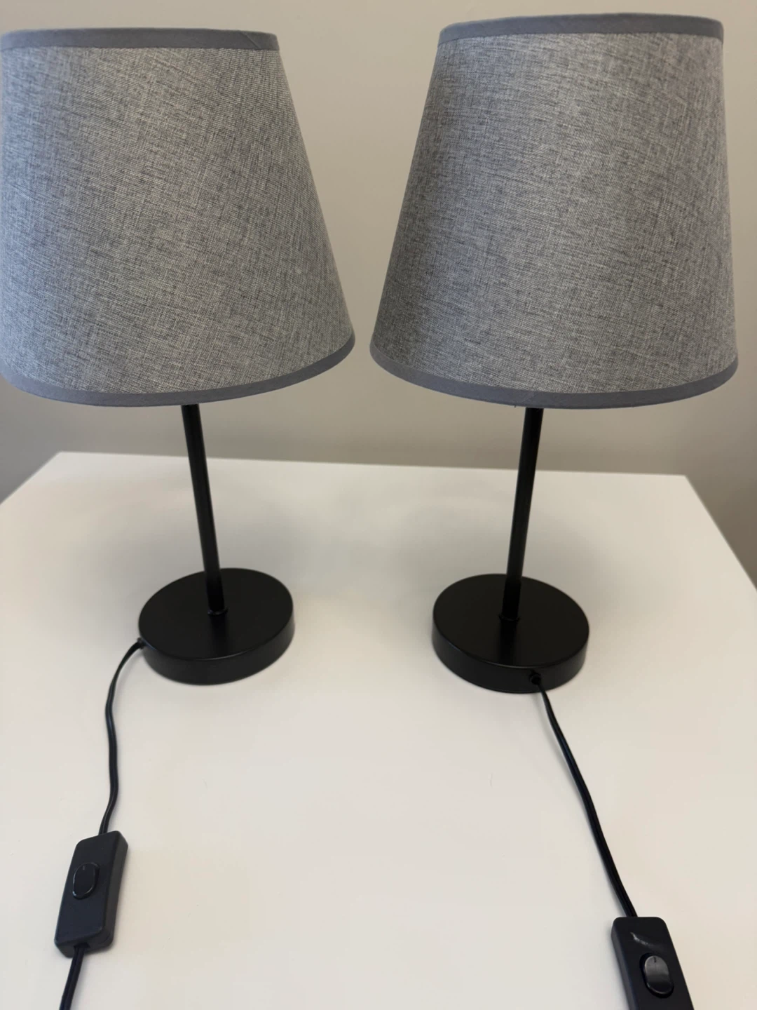 Grey Desk Lamps - Pair