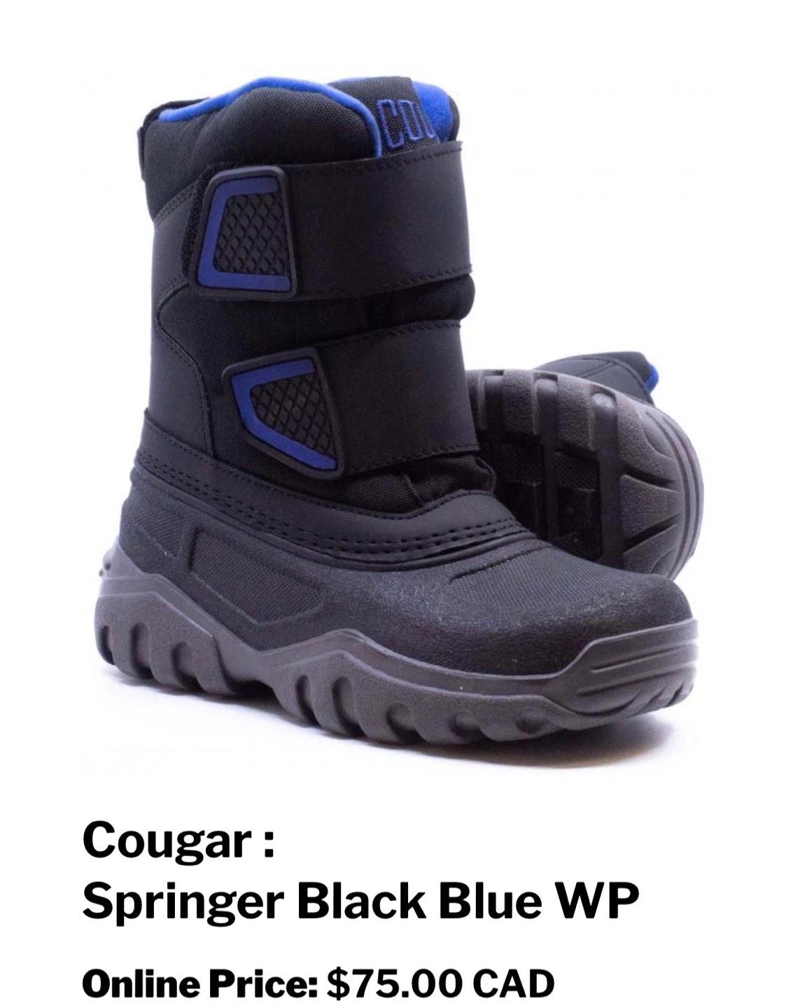 Kids Cougar Springer Black Blue WP Boots