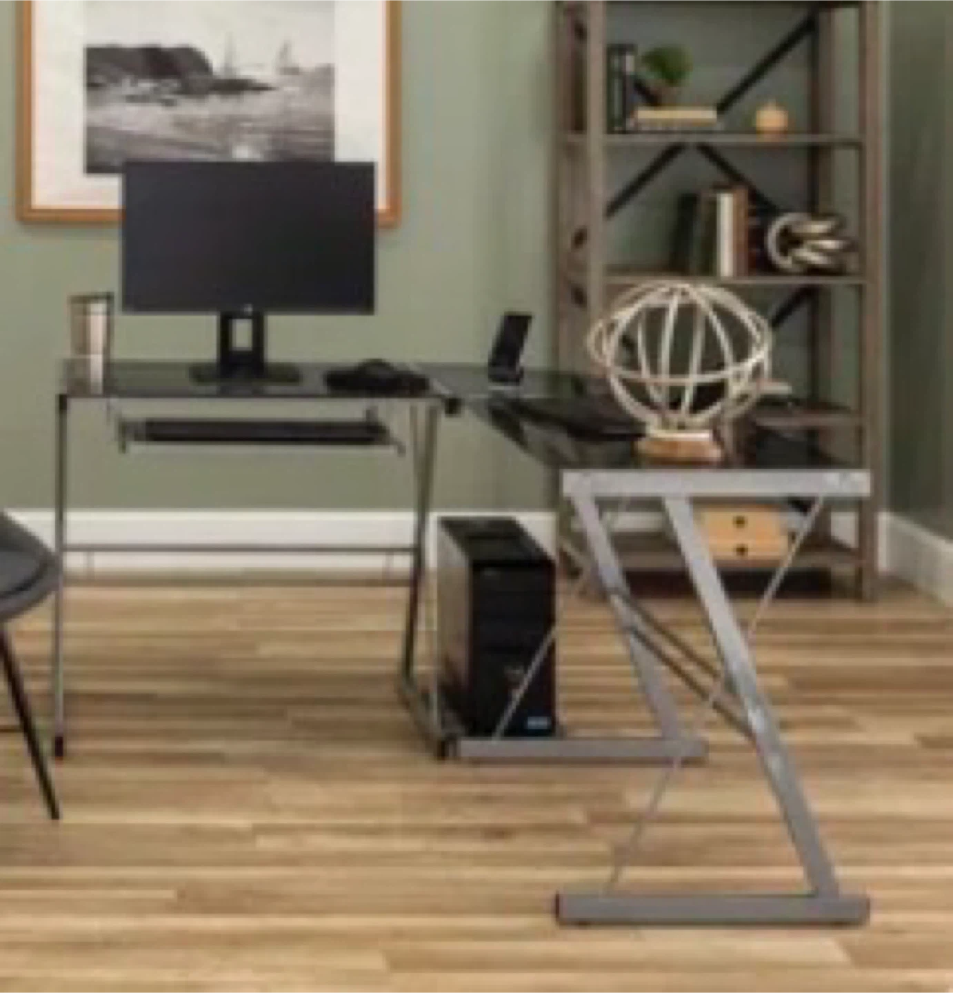 L-Shaped Glass Computer Desk - photo 3