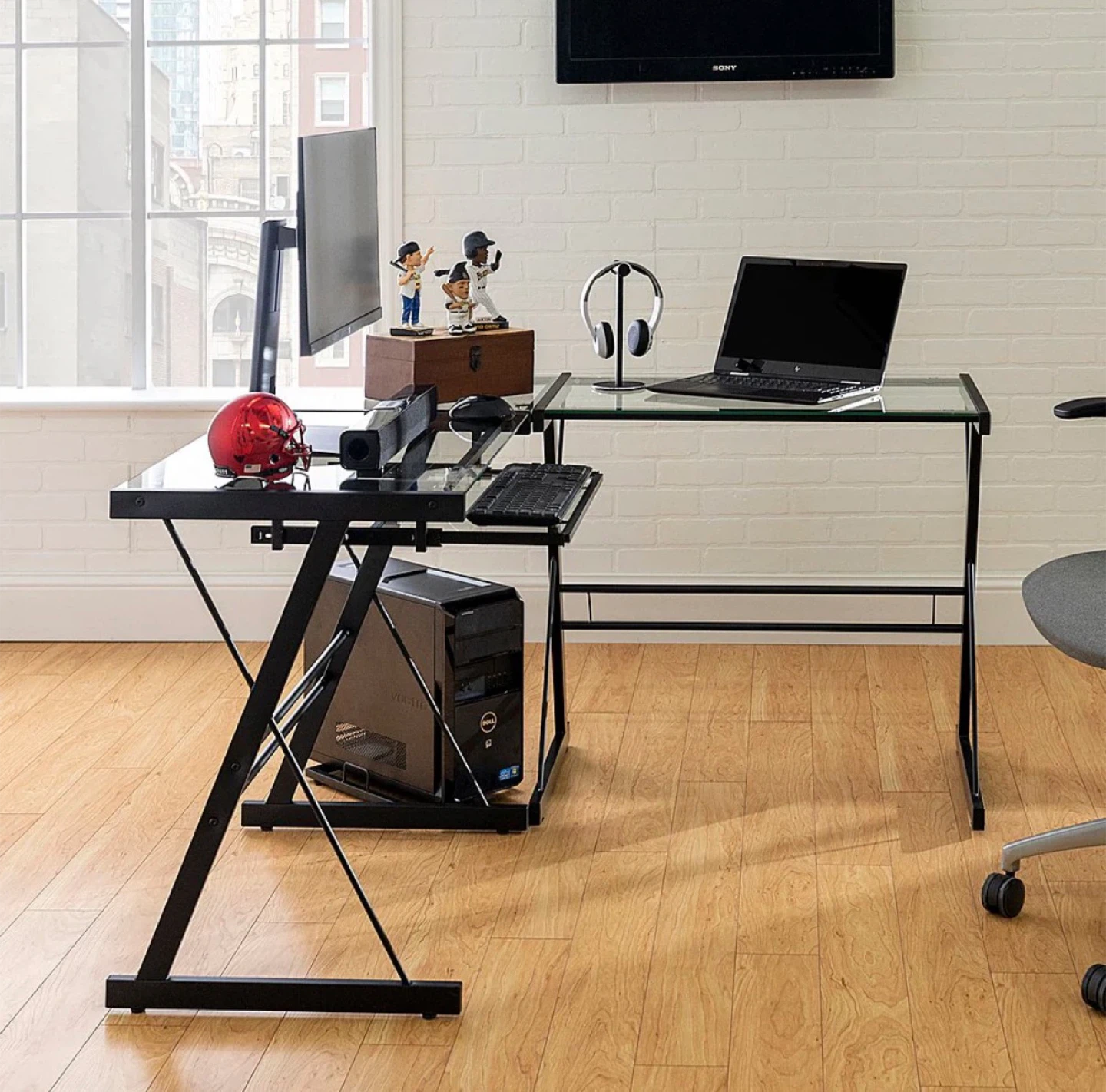 L-Shaped Glass Computer Desk - photo 4