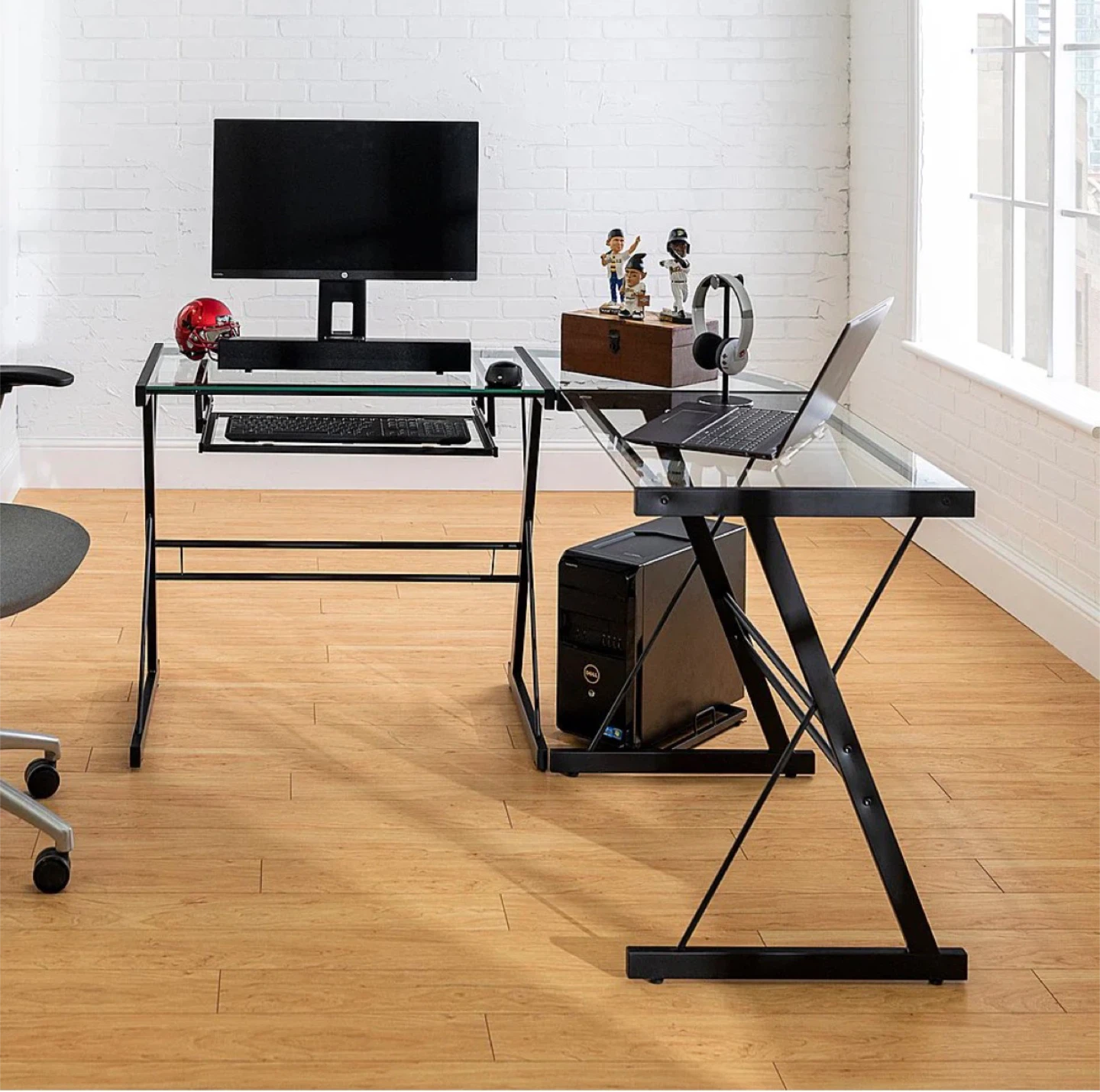 L-Shaped Glass Computer Desk - photo 5