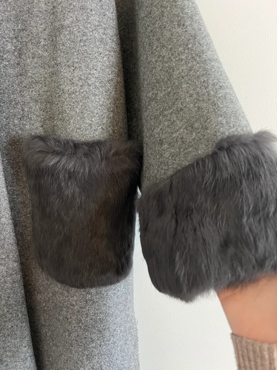 Gray Coat with Fur Trim - photo 3