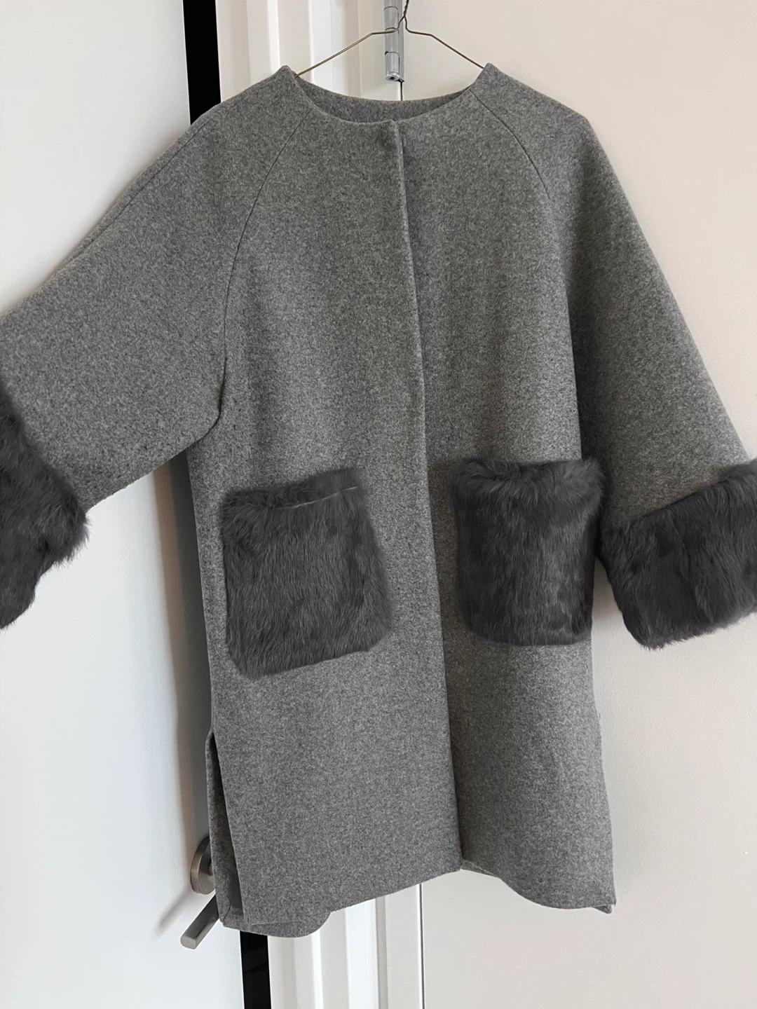 Gray Coat with Fur Trim - photo 2