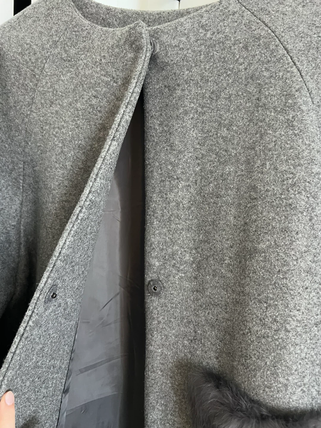 Gray Coat with Fur Trim - photo 4