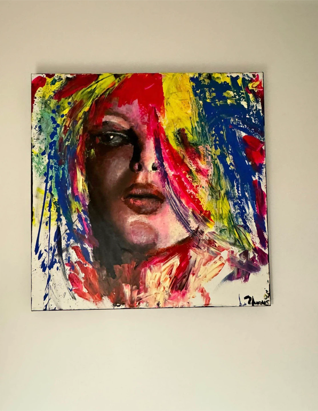 Original Abstract Portrait Painting – 36” x 36” Canvas Art