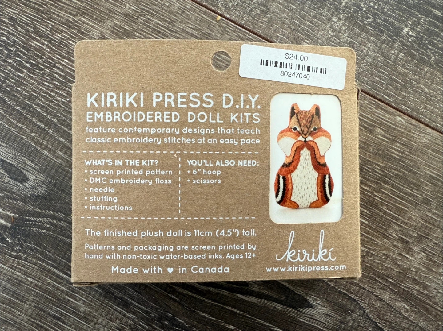 Kiriki Press DIY Chipmunk Doll Kit - New - photo 2