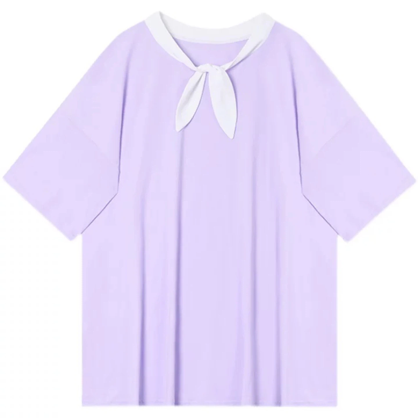 Lilac T-shirt with White Collar