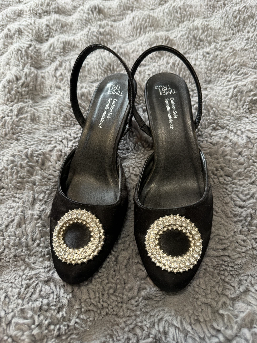 Time and Tru Black Slingback Heels - Size 7