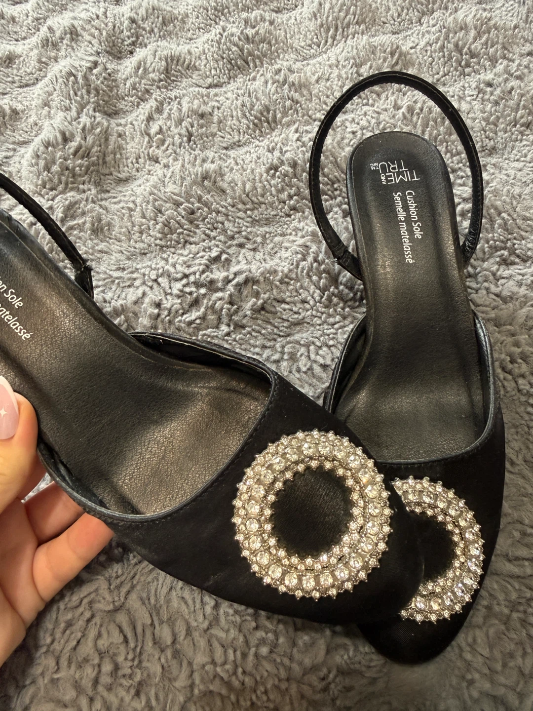 Time and Tru Black Slingback Heels - Size 7 - photo 2