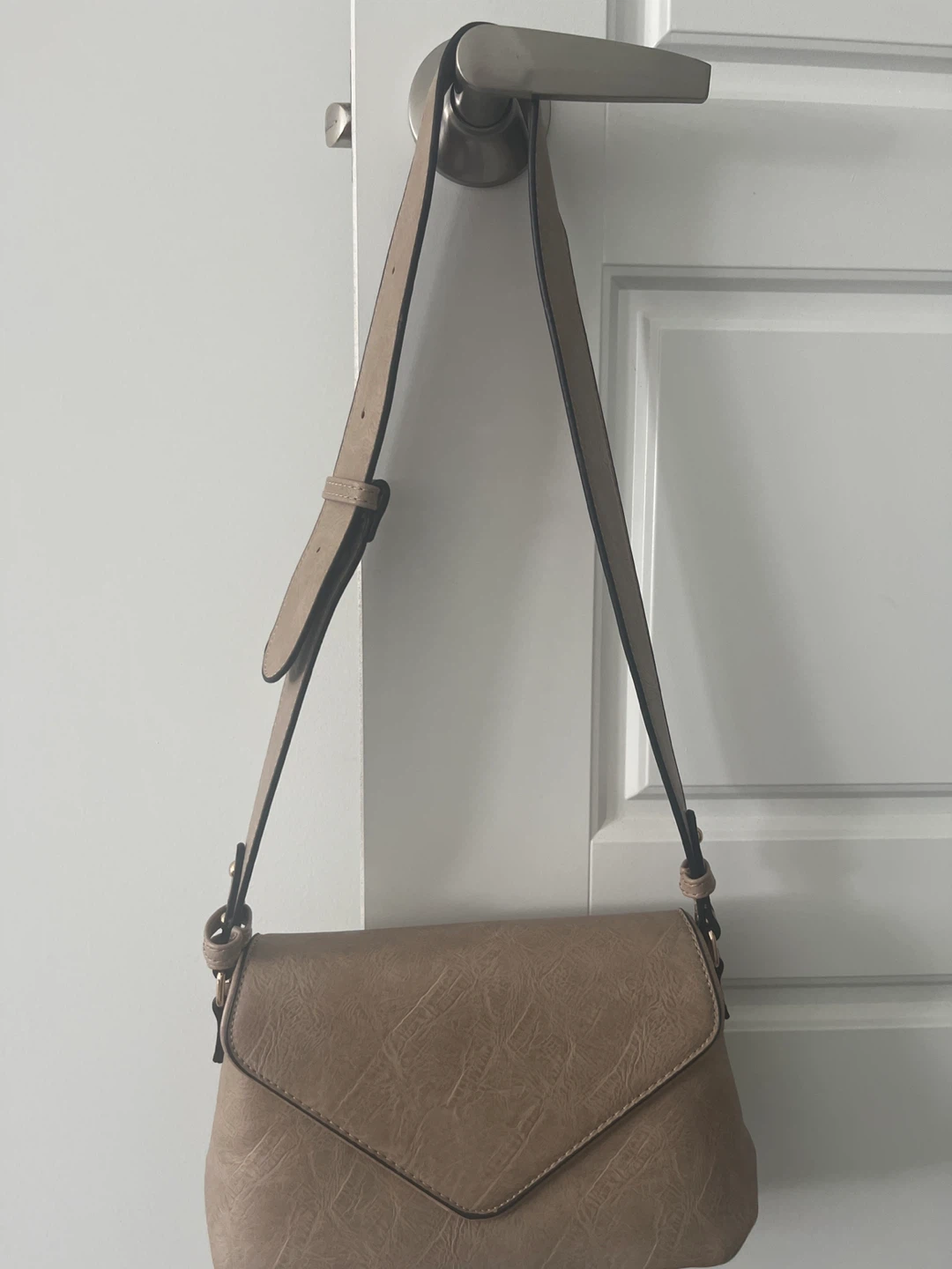 Beige Envelope Style Crossbody Bag