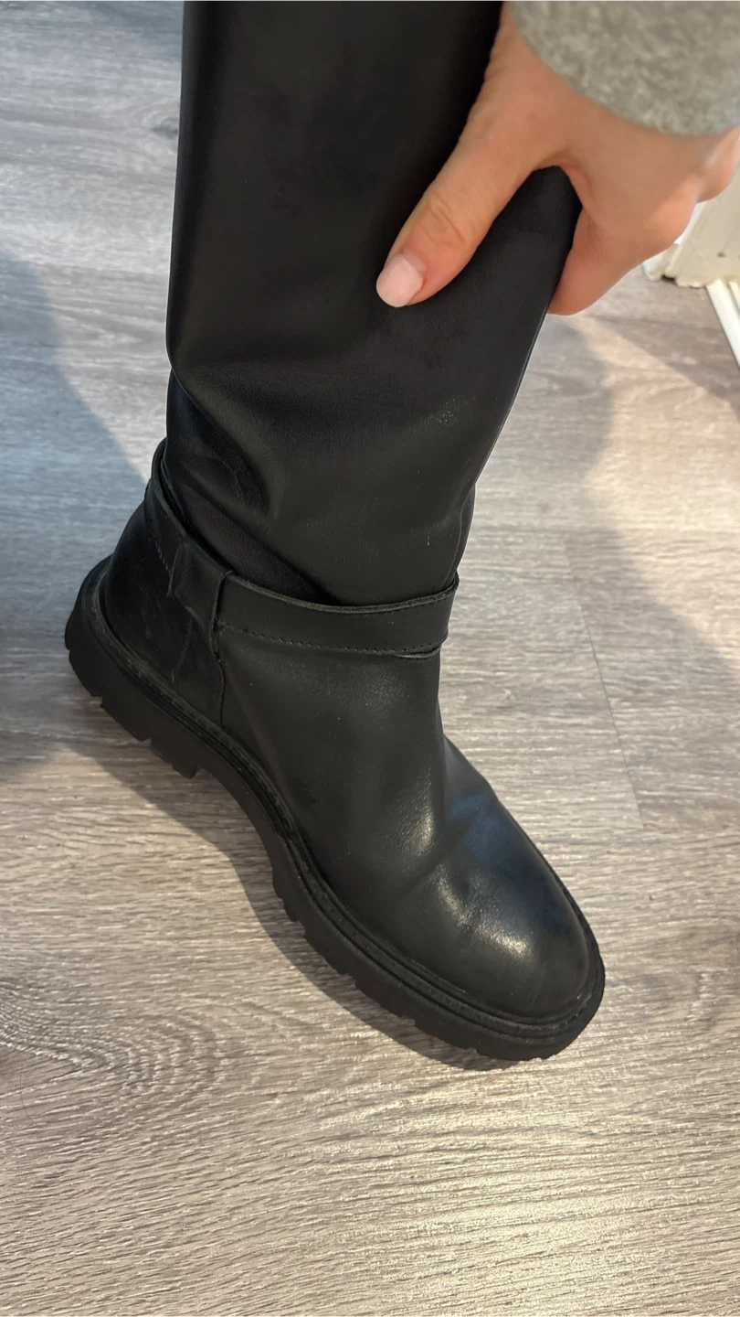 Zara Black Leather Knee High Boots - Size 37 - photo 2