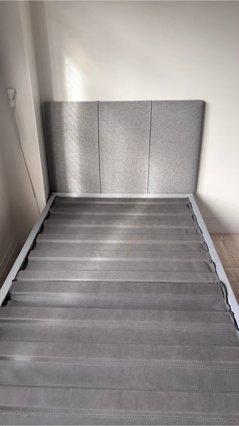 Upholstered Twin Bed Frame - Grey - photo 3