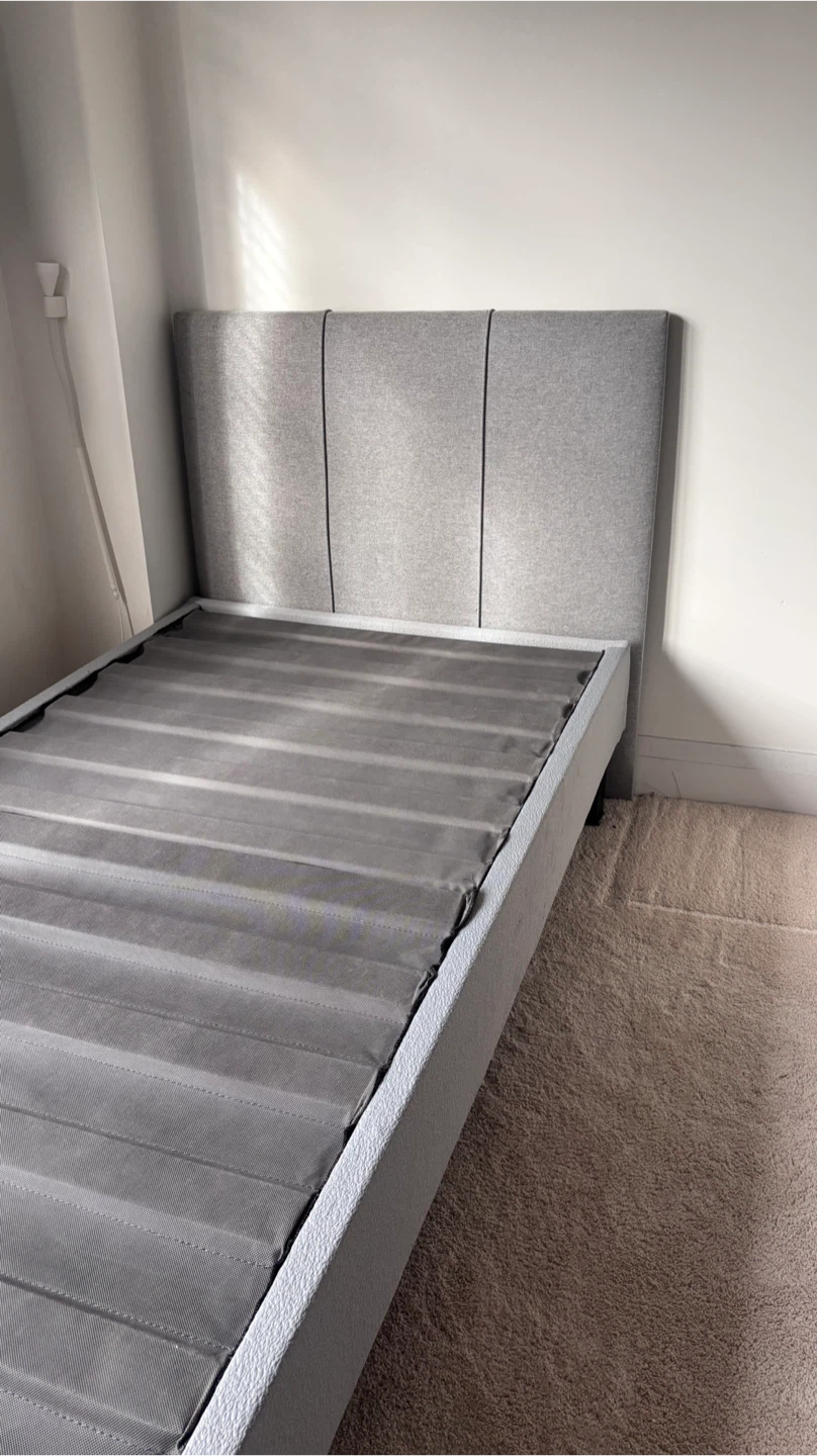 Upholstered Twin Bed Frame - Grey