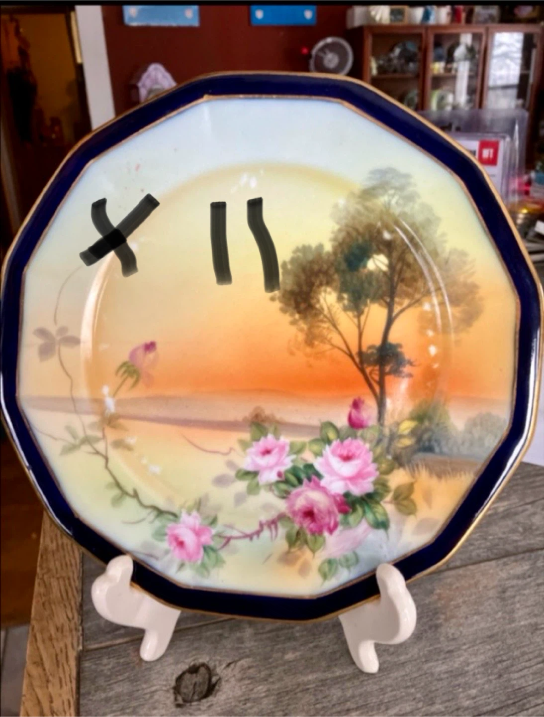 11 vintages hand painted nippon plates
