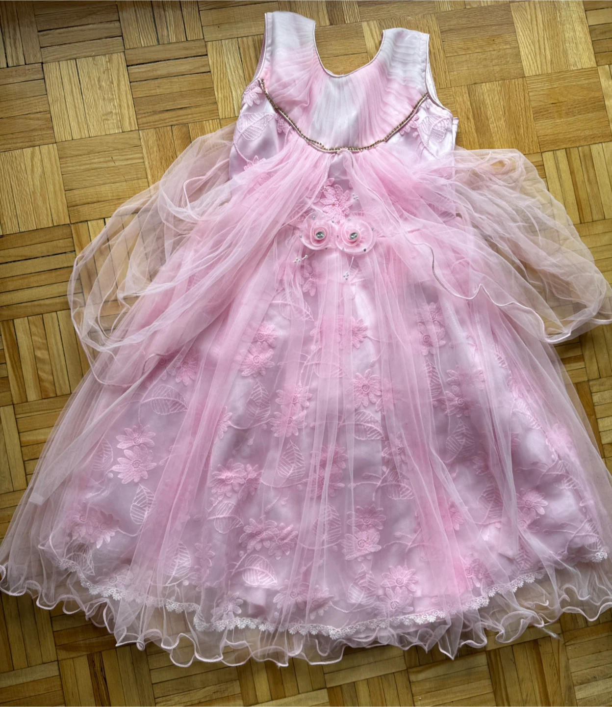 Pink Flower Girl Dress; Size- 9/10