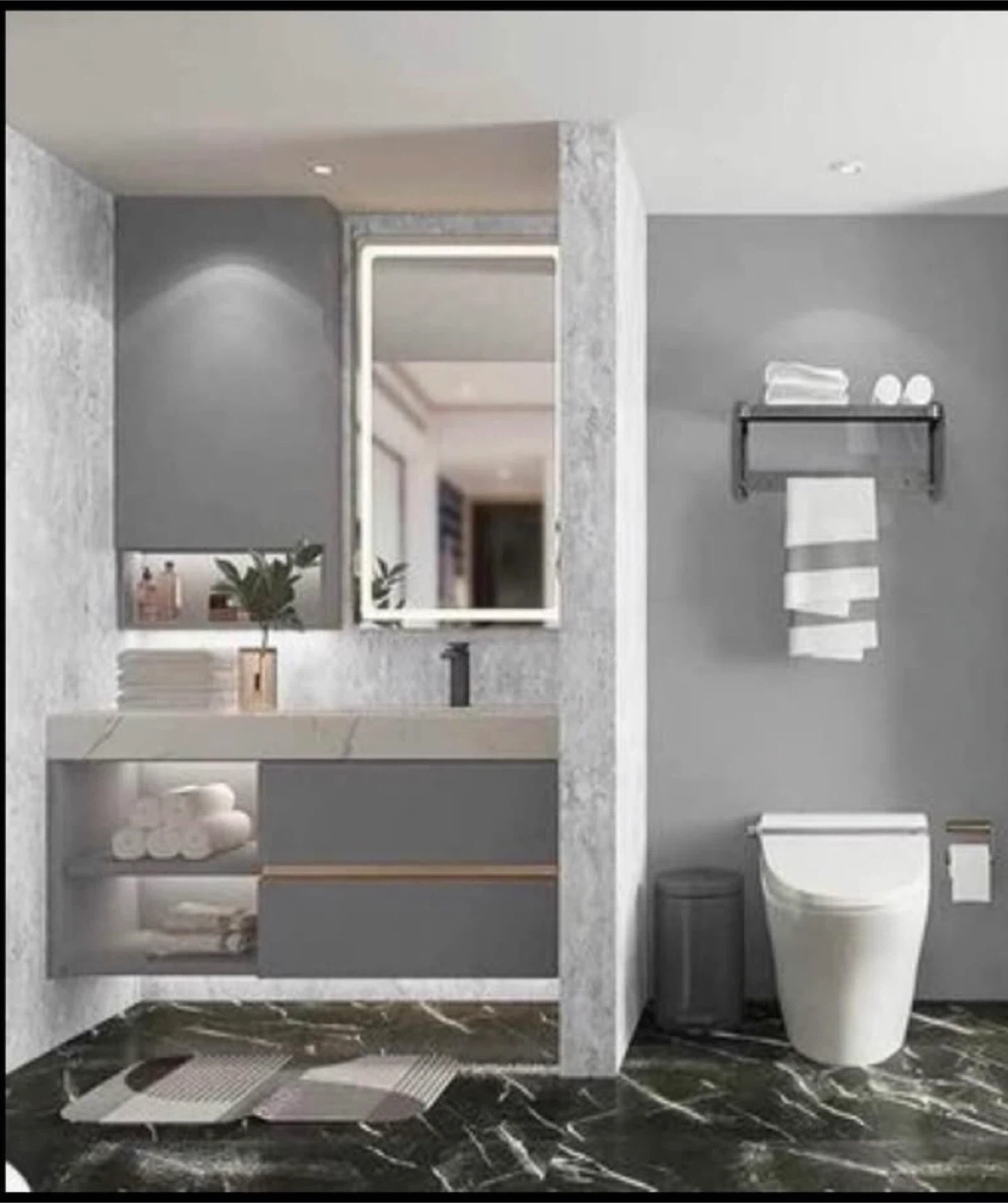 Textured darker grey colour peel & stick wallpaper rolls - photo 2