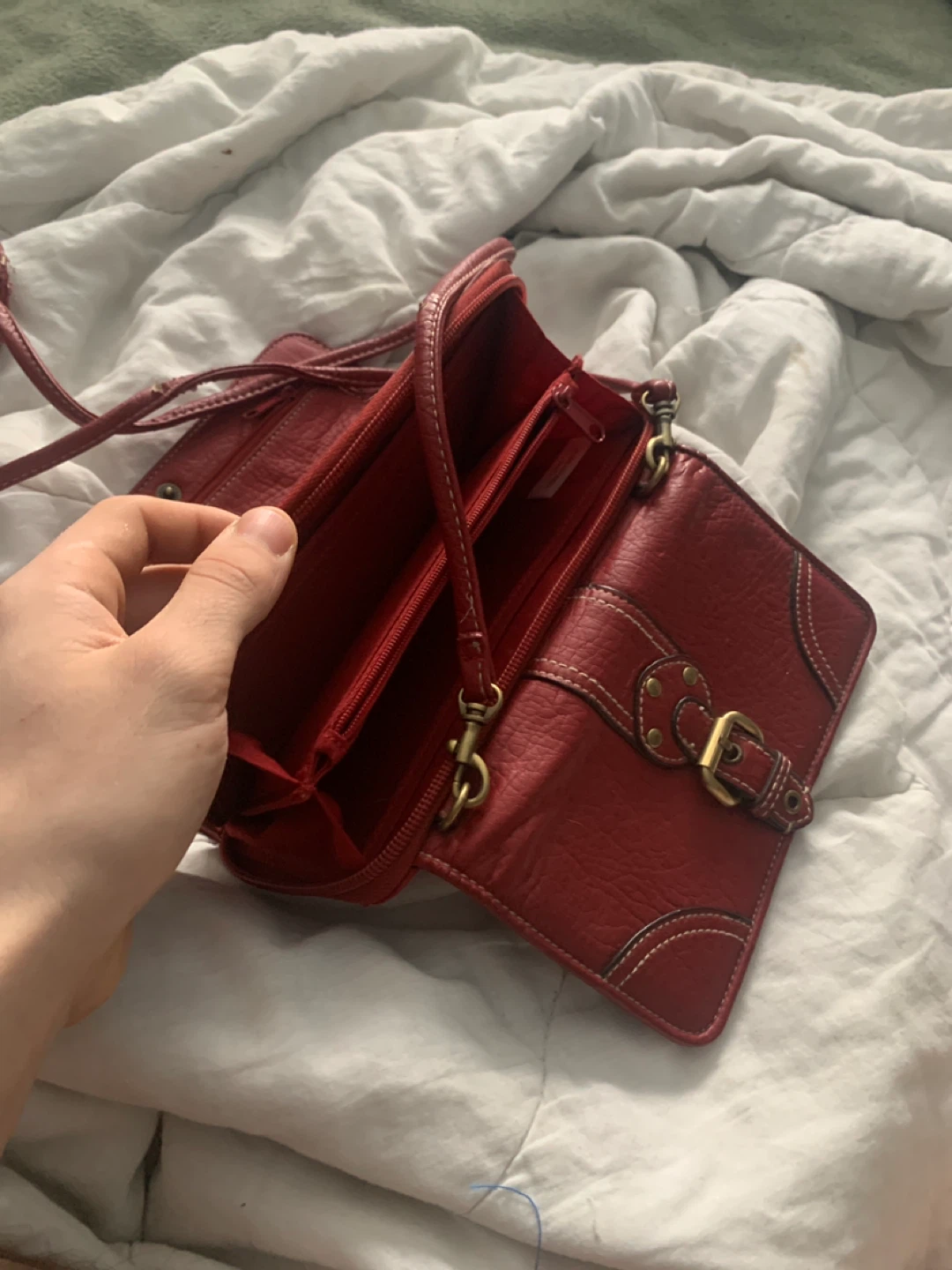 Red Leather Wallet with Strap - photo 3