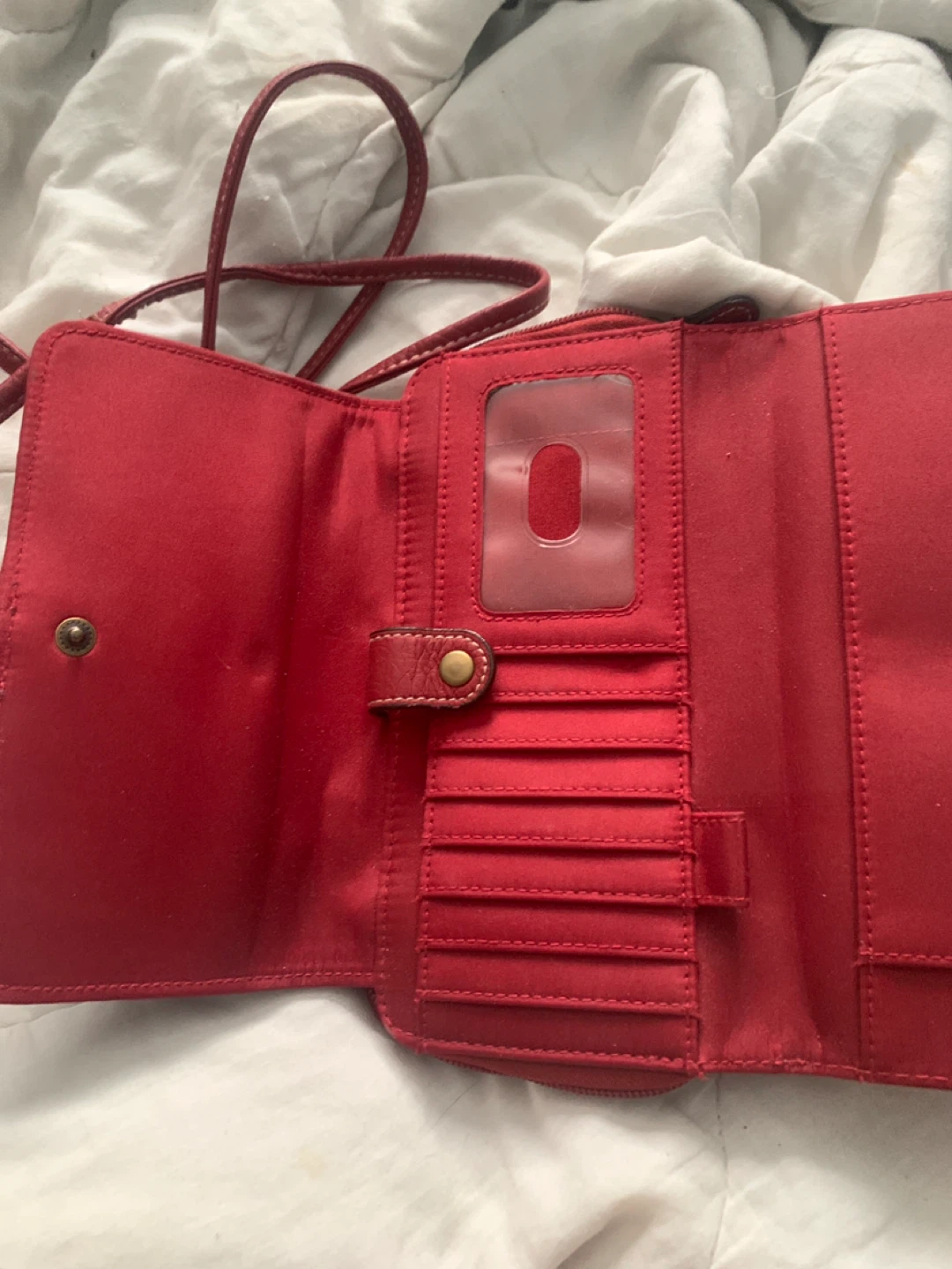 Red Leather Wallet with Strap - photo 2