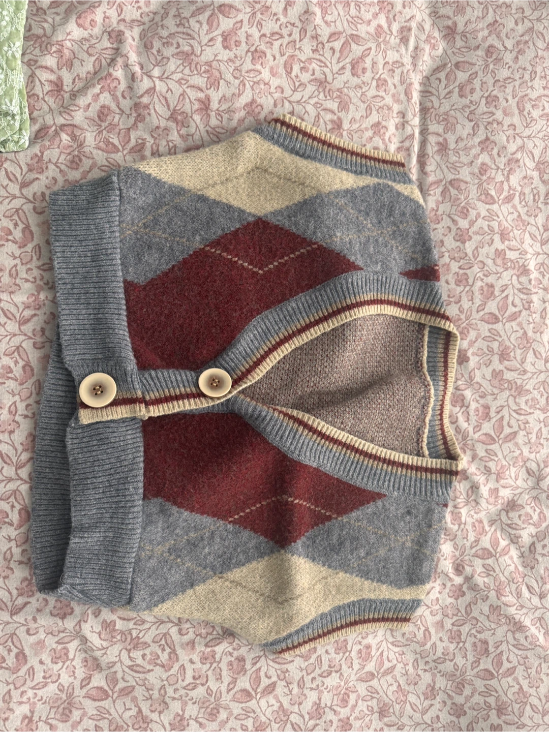 Argyle Cardigan Sweater - Size Small - photo 2