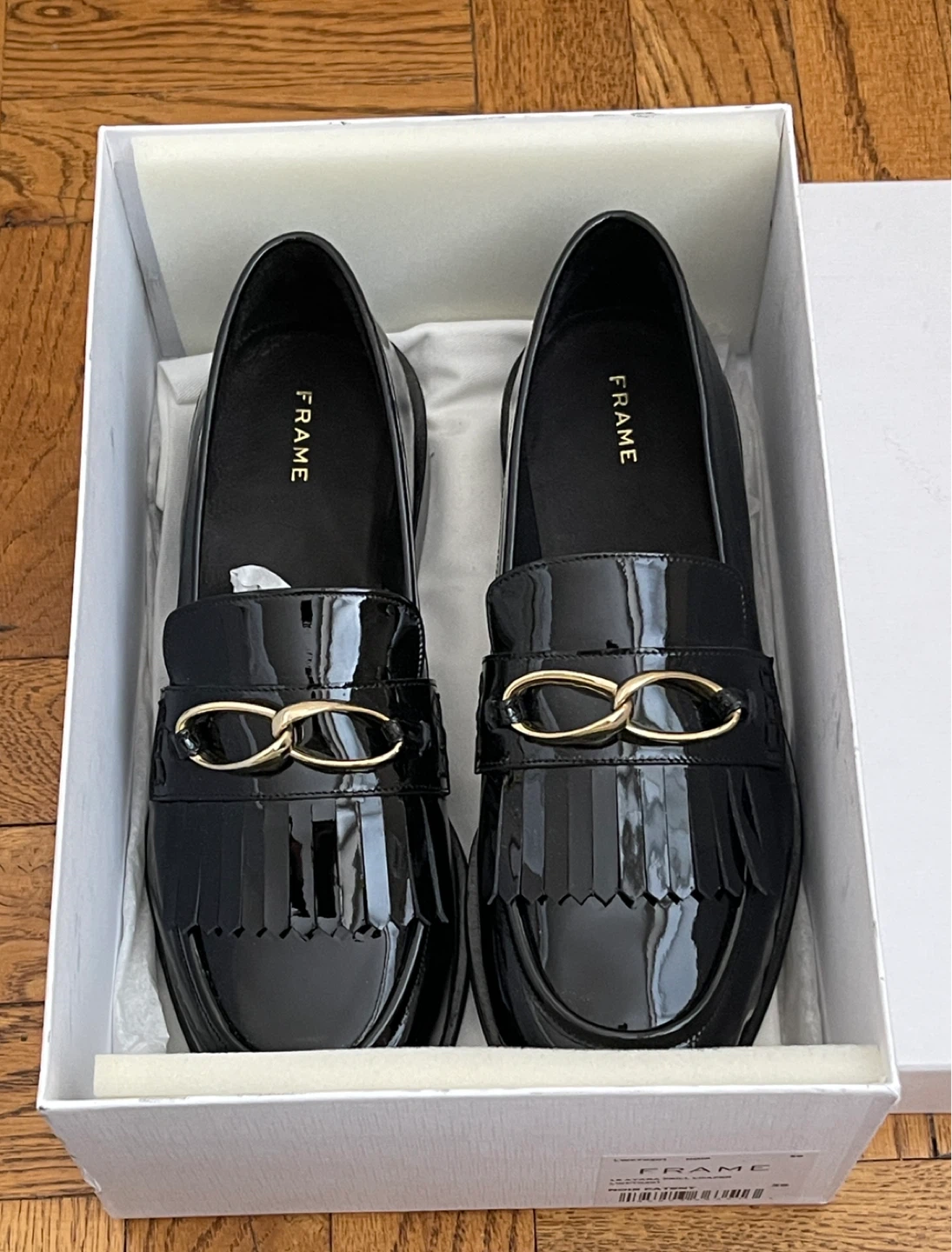 NEW FRAME Le Ayana Frill Loafer - Black Patent Size 39 - photo 3