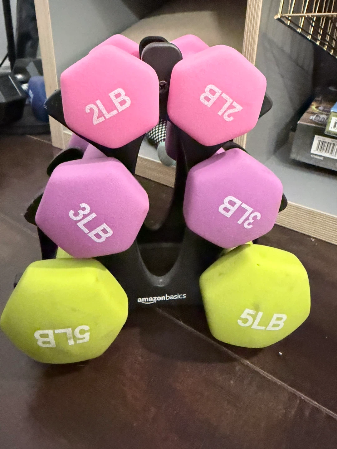 AmazonBasics Dumbbell Set with Rack - 2lb, 3lb, 5lb