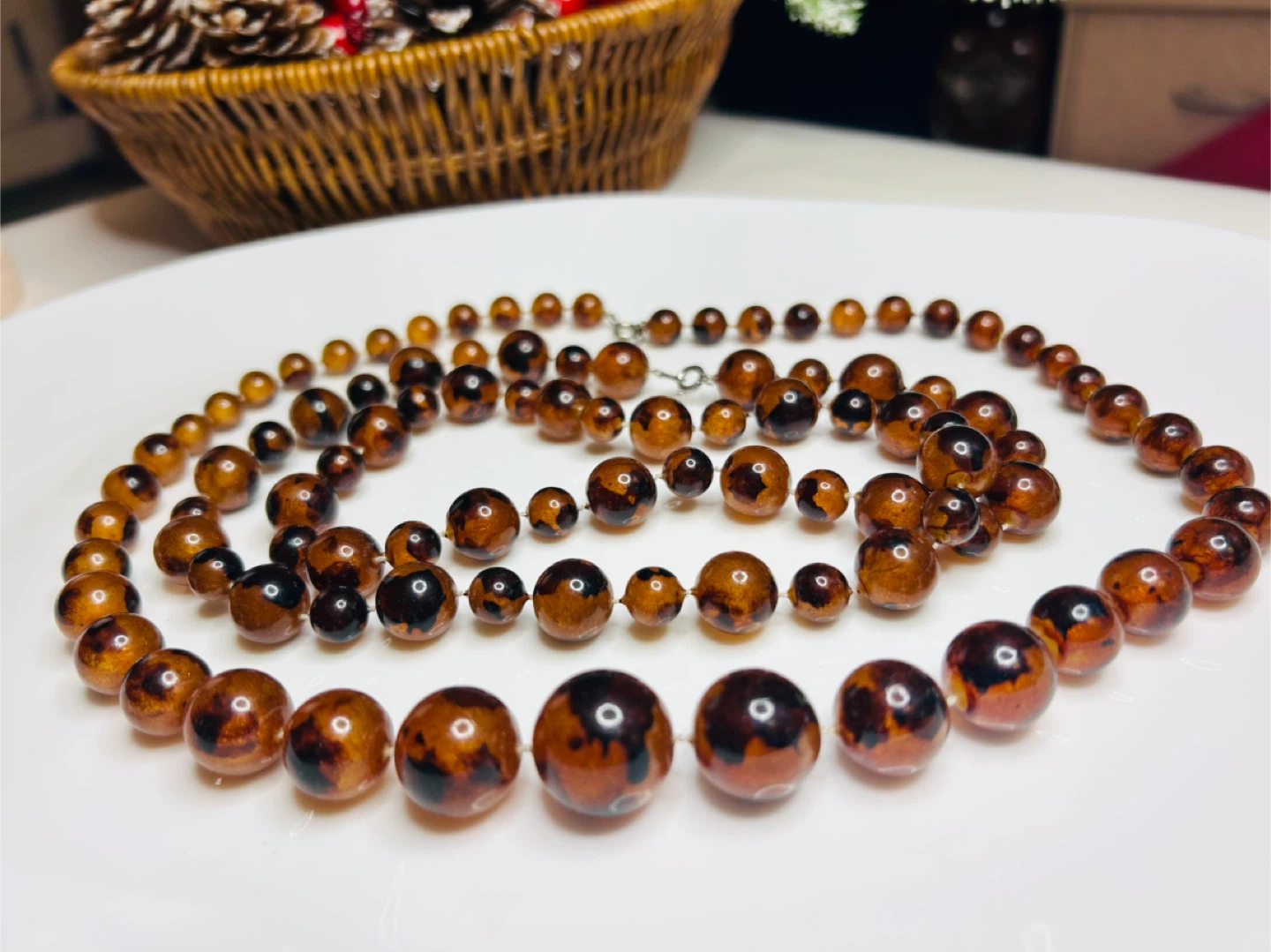 Vintage Brown Beaded Necklace - photo 4