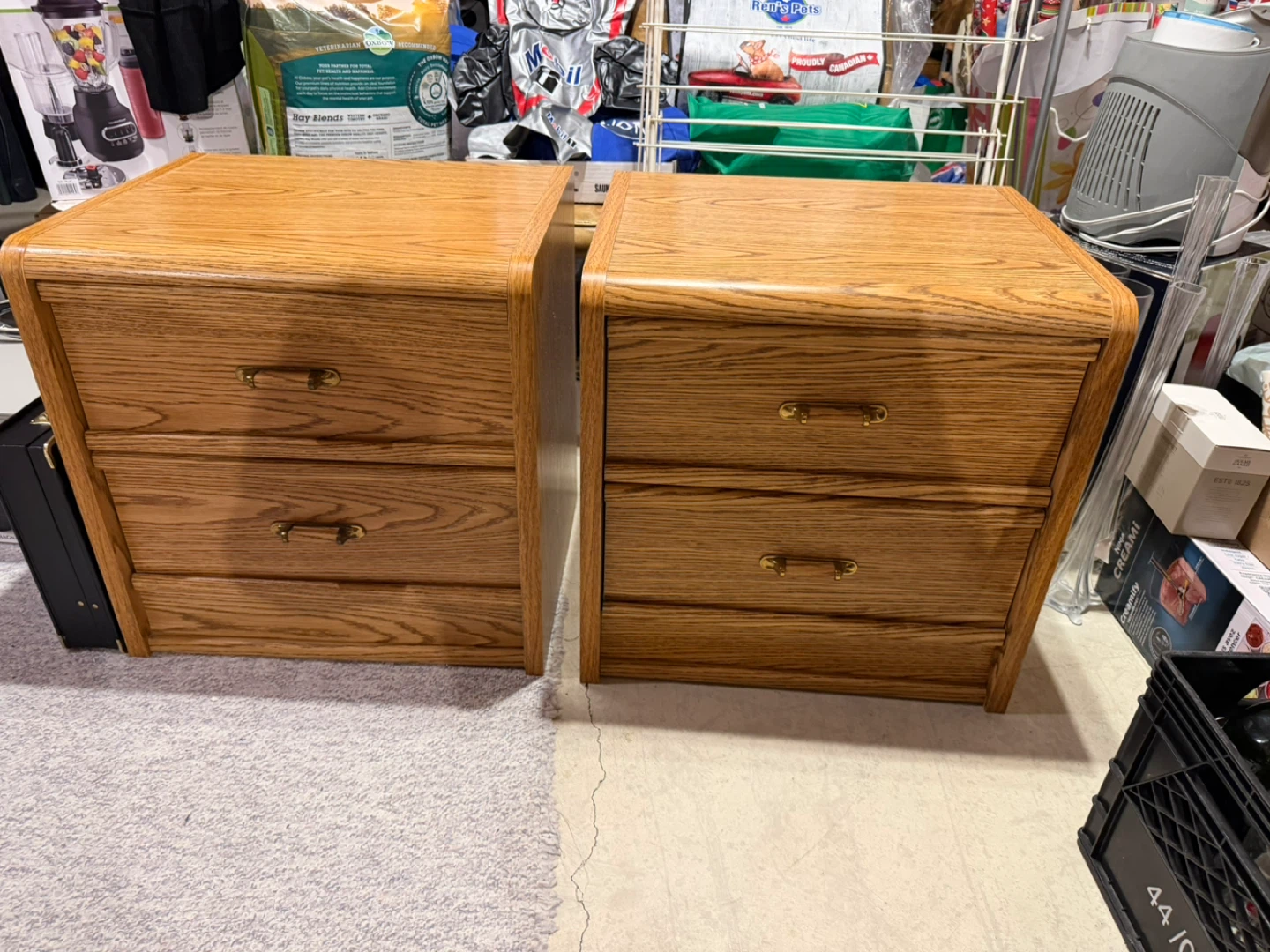 2 oak night stands. Beautiful condition