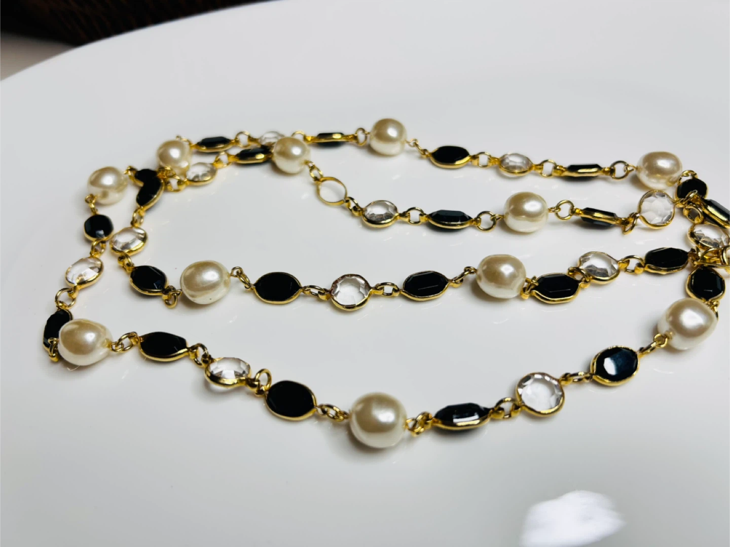 Beaded Necklace - Pearl, Black, & Crystal - photo 4