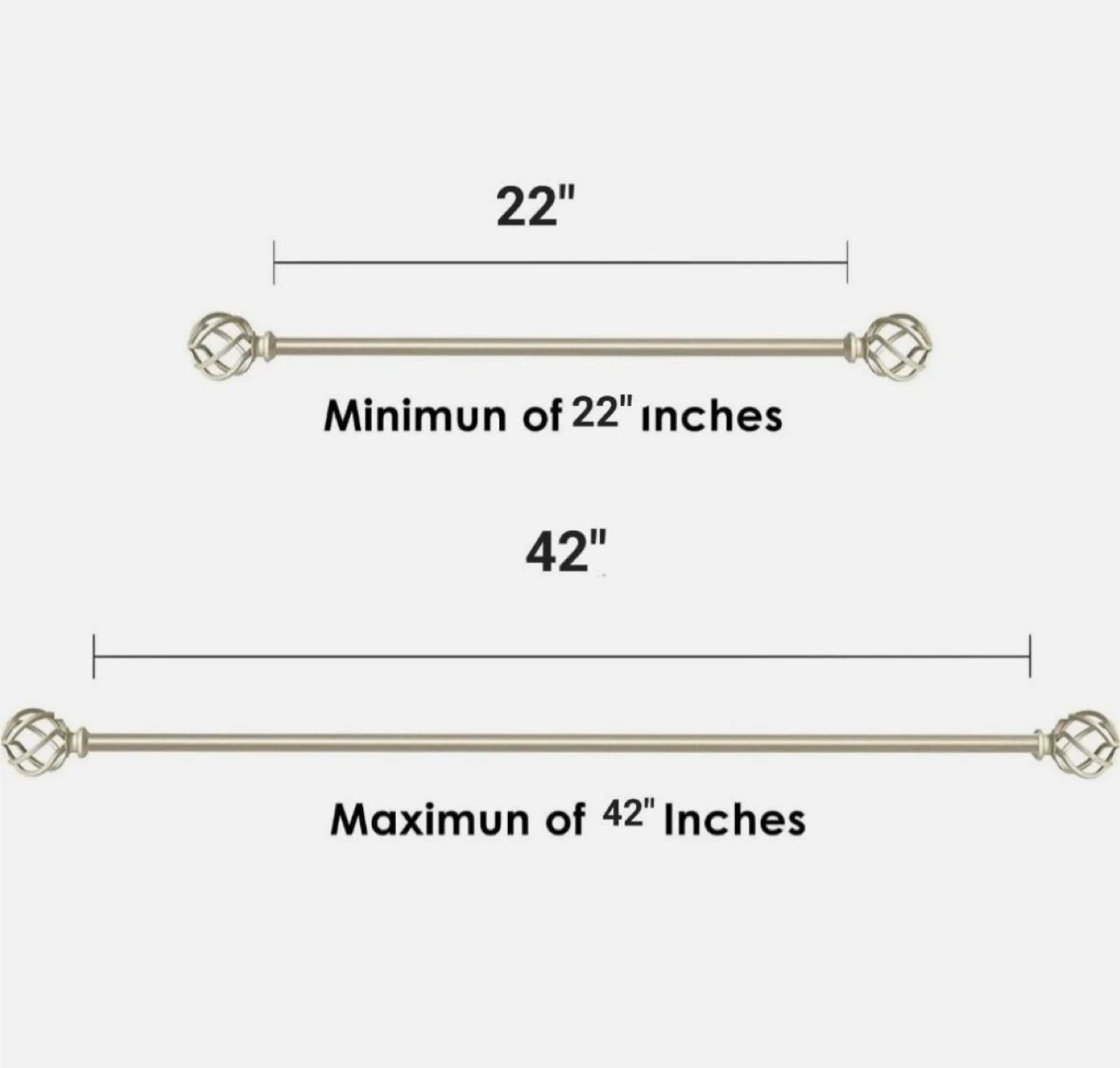 Adjustable Curtain Rod | 22–42 Inch Extendable Decorative Rod