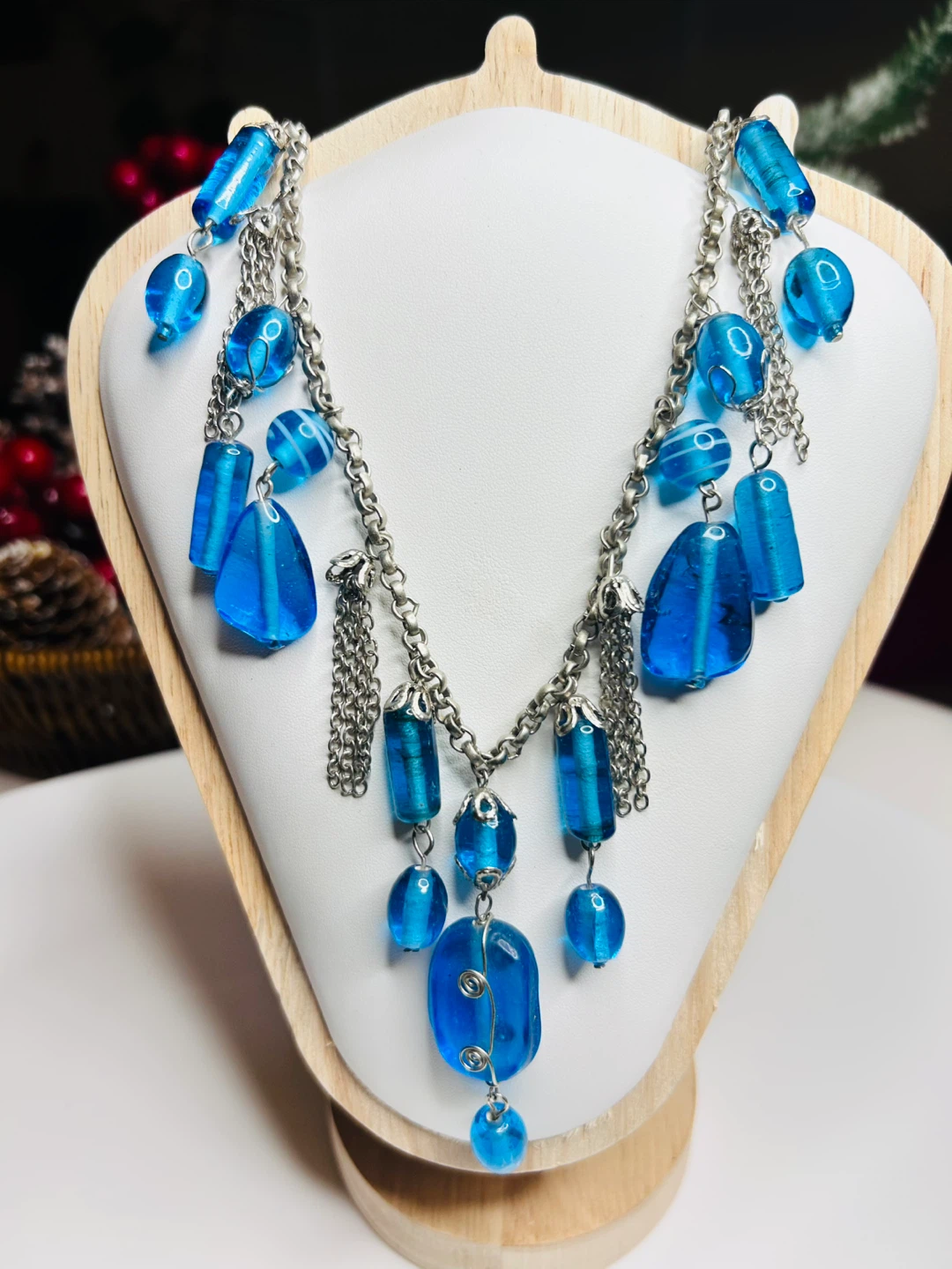 Blue Beaded Fashion Necklace