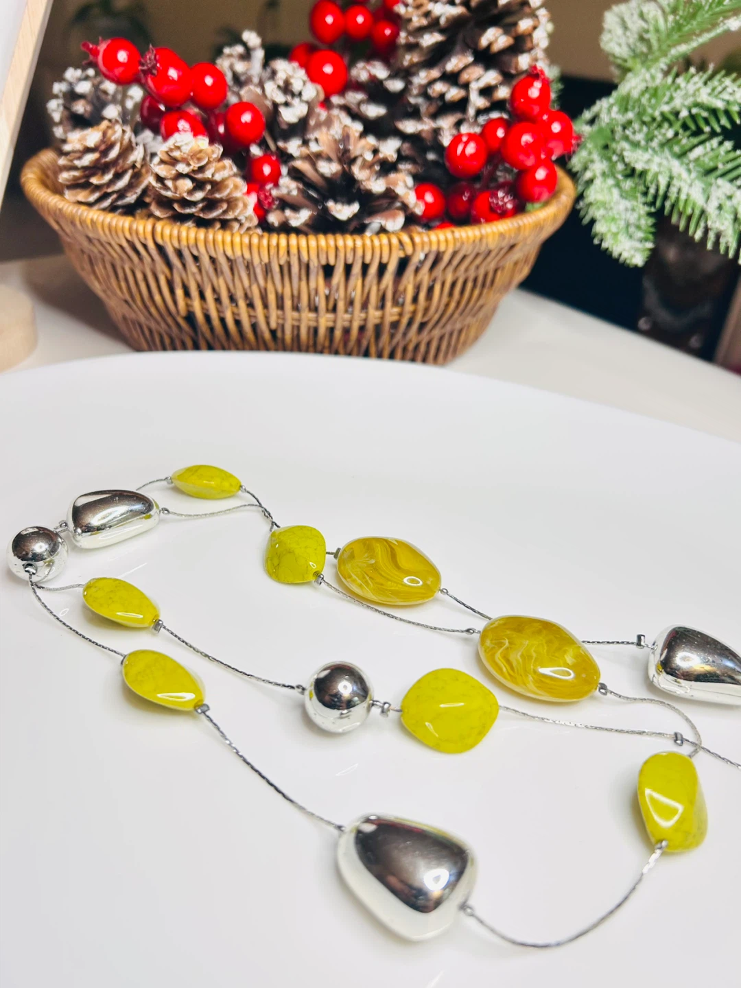 Yellow Stone & Silver Necklace - photo 2