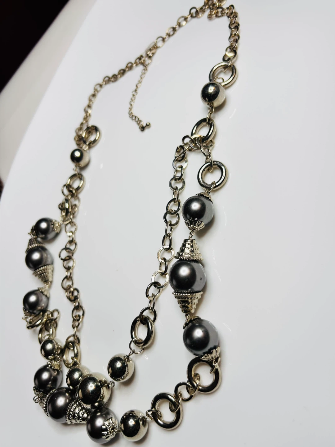 Beaded Silver Tone Necklace - photo 3