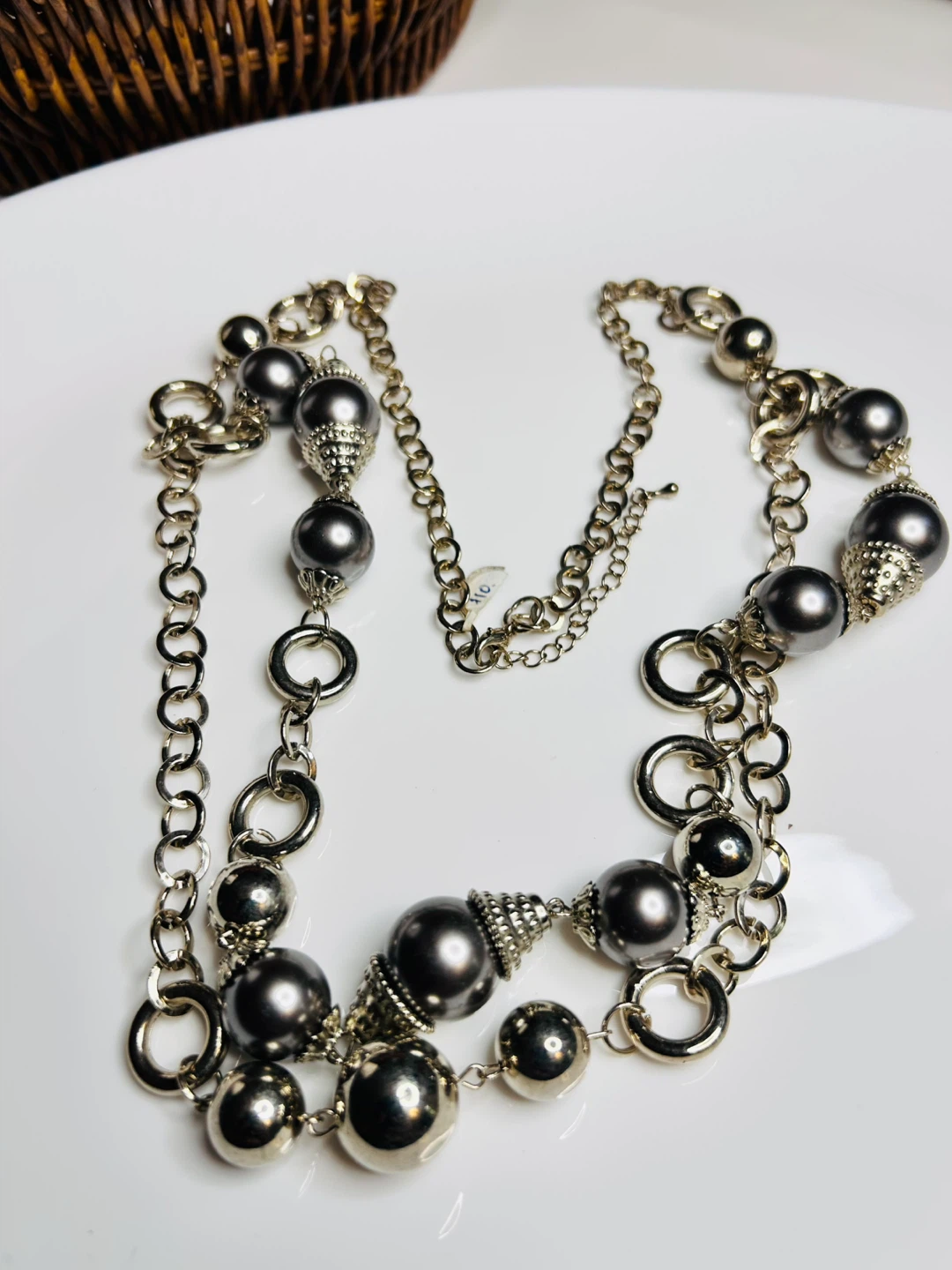 Beaded Silver Tone Necklace - photo 2