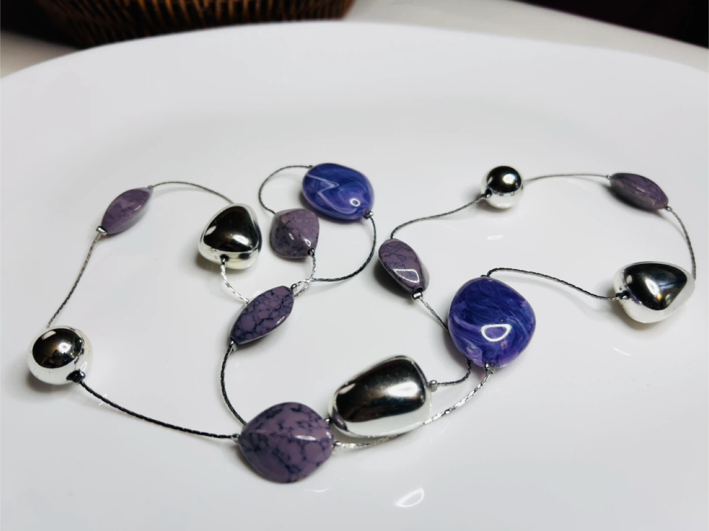 Purple & Silver Tone Necklace - photo 2